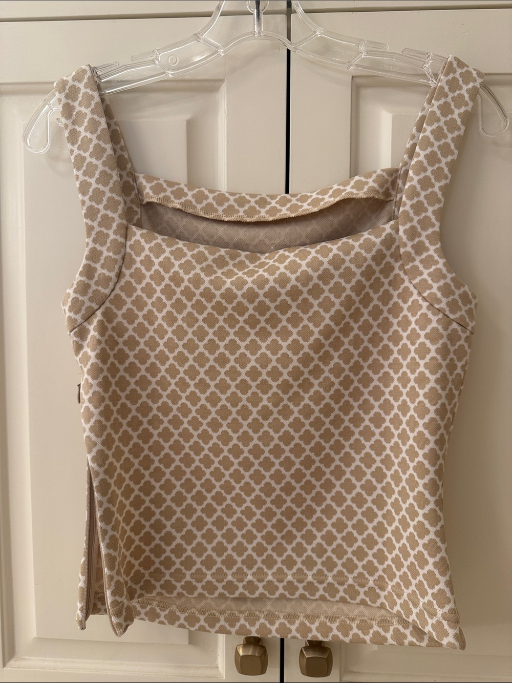 Reformation Beige Patterned Square-Neck Women's Tank Top - Picture 5 of 5